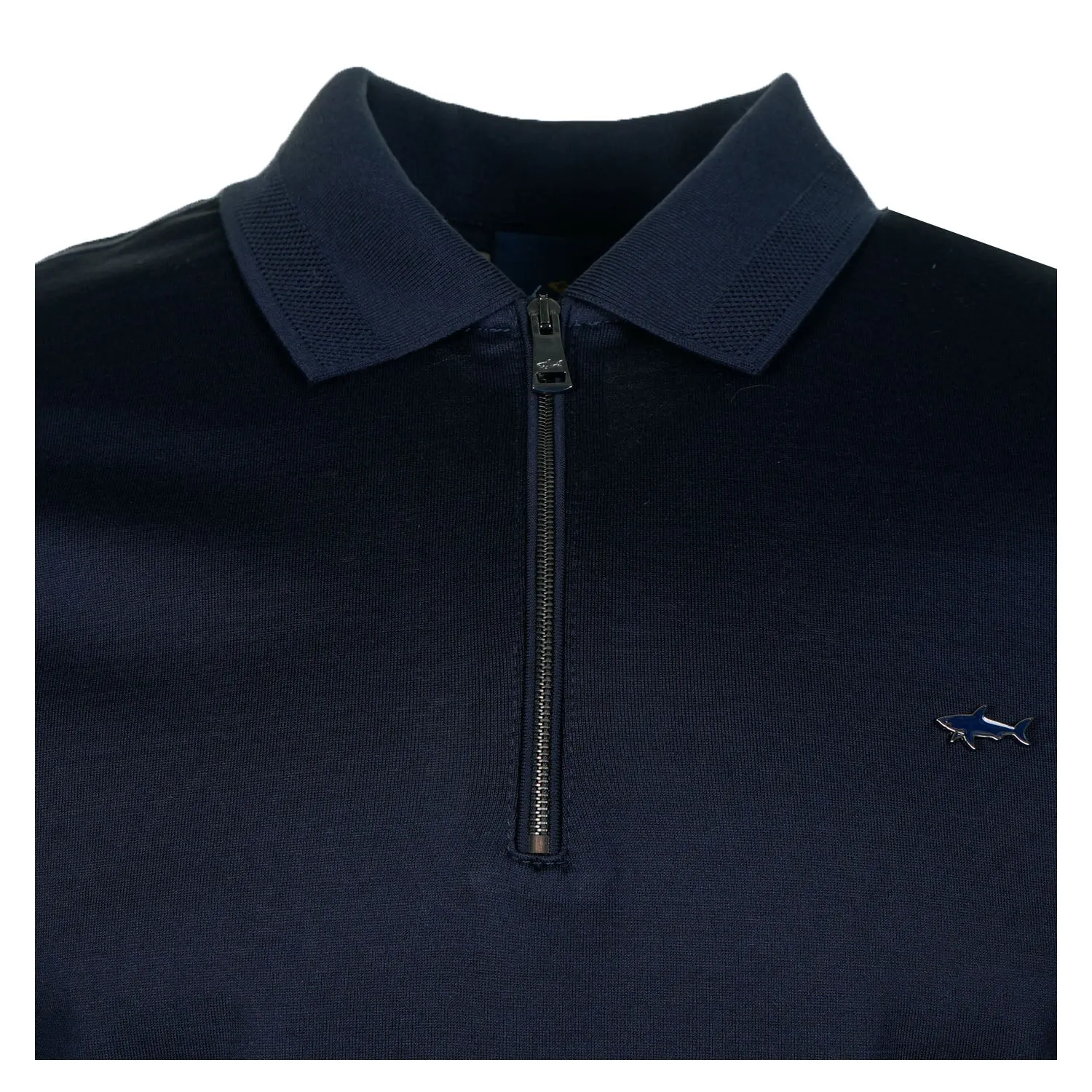 Short Sleeve Metal Shark Logo Zip Polo Shirt Navy sold by RAGAZZI product image thumbnail 3