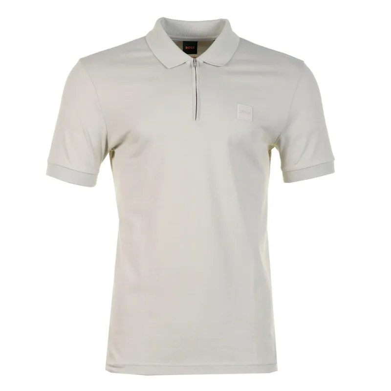 Passerzip Short Sleeve Polo Shirt 070 Open Grey made by BOSS ORANGE