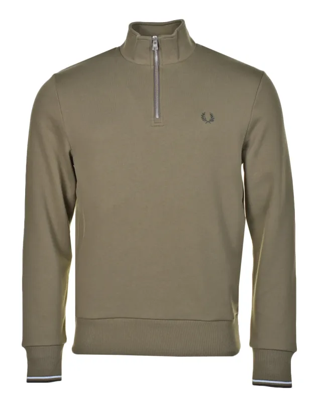 Half Zip Sweatshirt Uniform Green made by Fred Perry