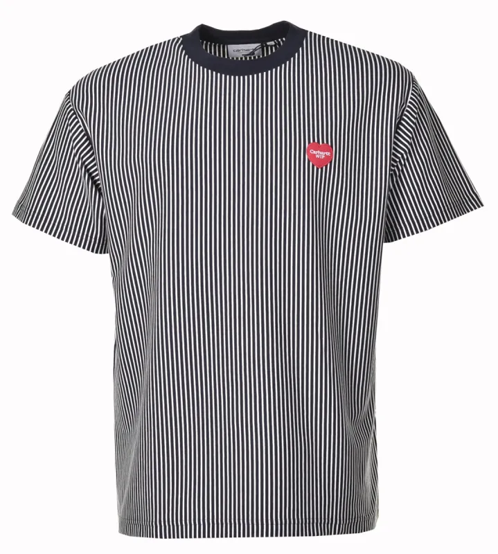 Short Sleeve Terrell Stripe T Shirt Navy/Wax sold by RAGAZZI