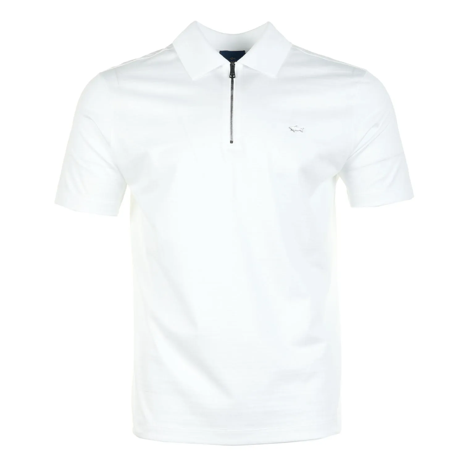 Short Sleeve Metal Shark Logo Zip Polo Shirt White sold by RAGAZZI