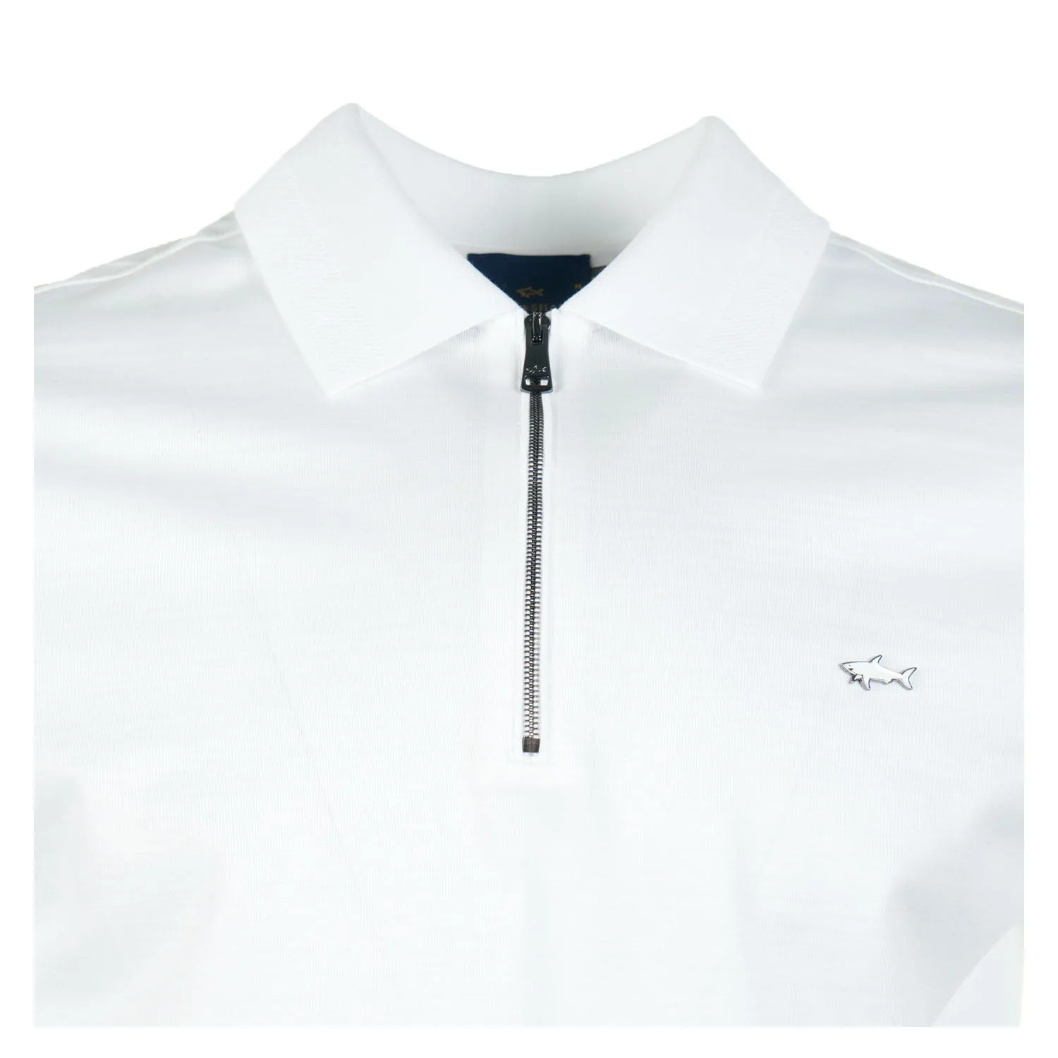 Short Sleeve Metal Shark Logo Zip Polo Shirt White sold by RAGAZZI product image thumbnail 3