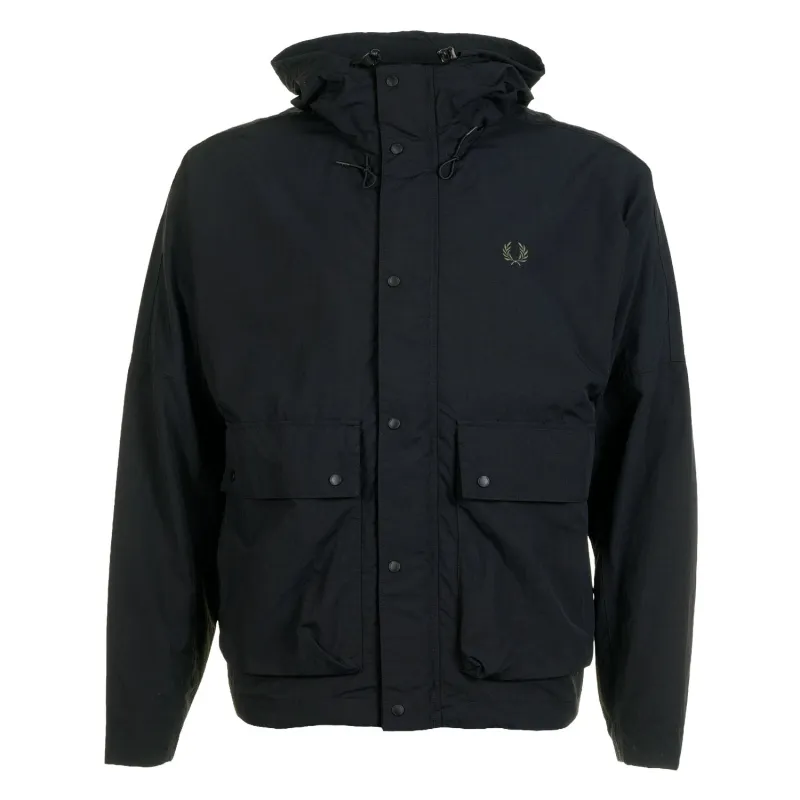 Cropped Ripstop Parka Black made by Fred Perry