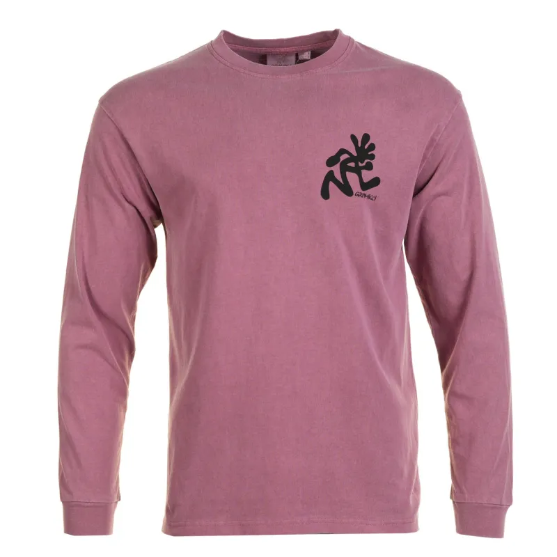 Long Sleeve Running Man Tee Pigment Dyed Red made by Gramicci