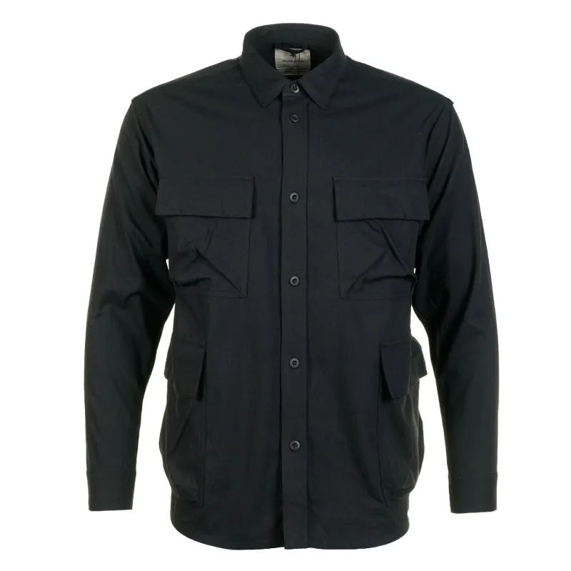 TAKIBI Herringbone Shirt Jacket Black made by Snow Peak