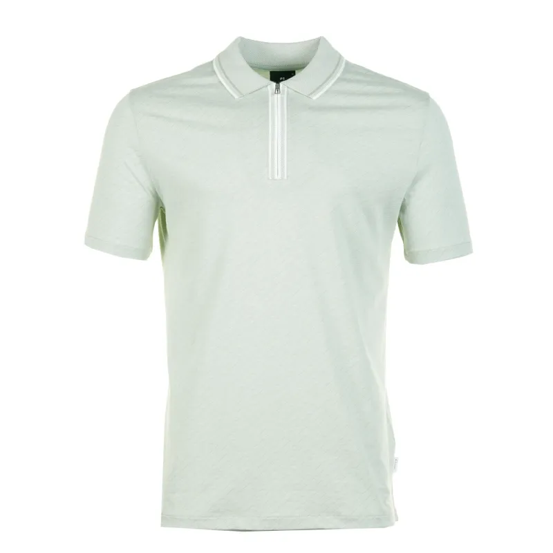 Short Sleeve Zip Front Polo Green made by Paul Smith