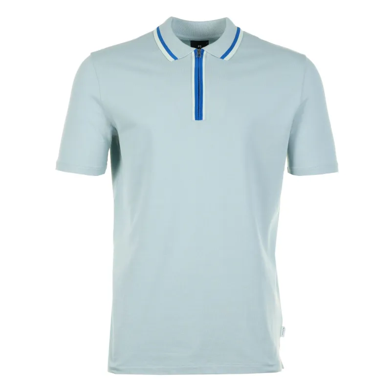 Zip Polo Shirt Light Blue made by Paul Smith