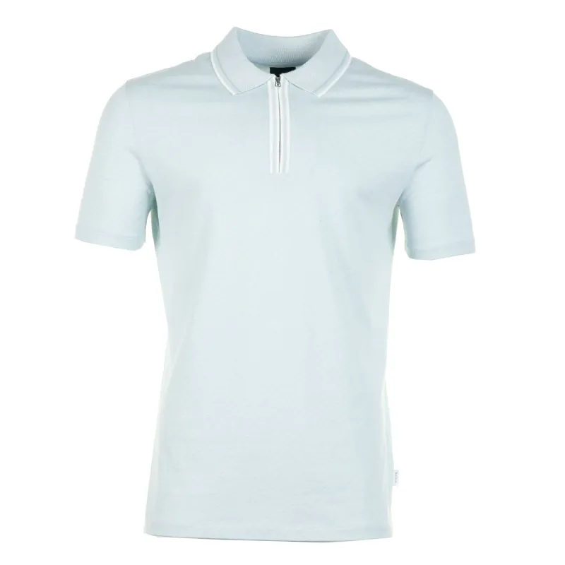 Short Sleeve Zip Front Polo Light Blue sold by RAGAZZI