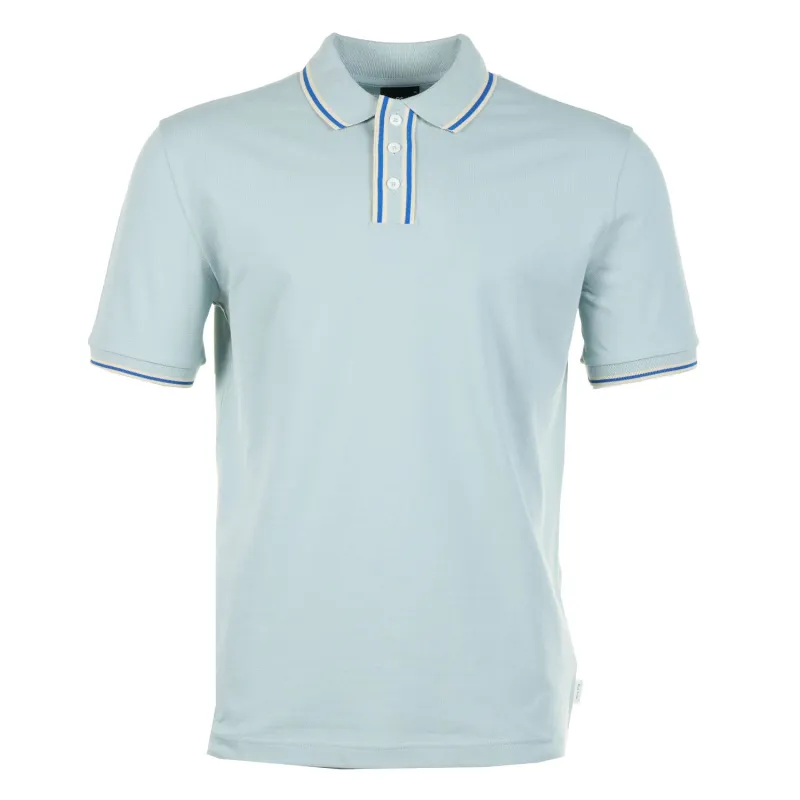 Regular Fit Short Sleeve Stripe Detail Polo Shirt 40B Light Blue sold by RAGAZZI