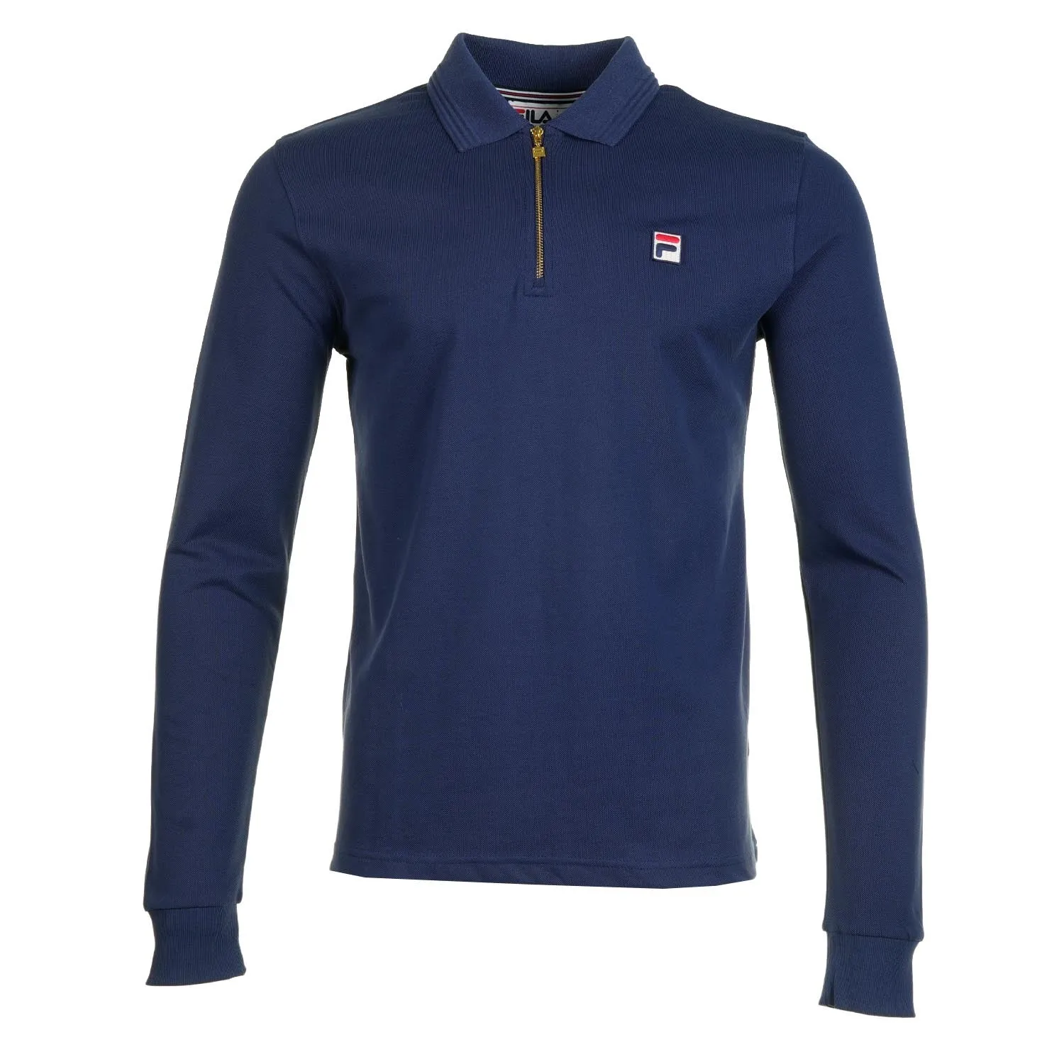 Emiliano Long Sleeve Zip Polo Raised Tipping Navy sold by RAGAZZI