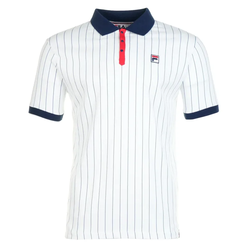 BB1 Classic Vintage Striped Polo Shirt White Navy Red sold by RAGAZZI