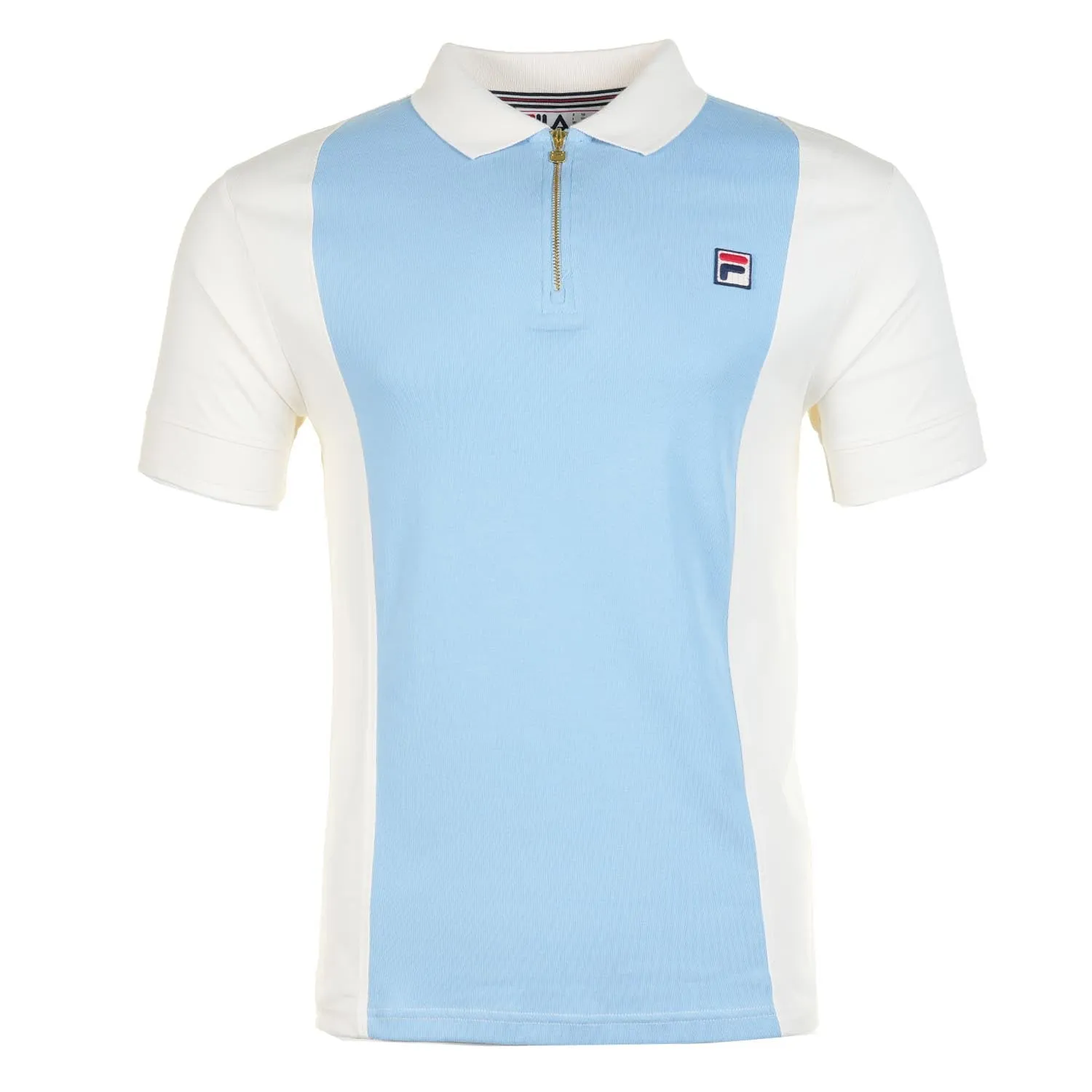 Pierro Short Sleeve Zip Polo Gardenia Frozen FJord sold by RAGAZZI
