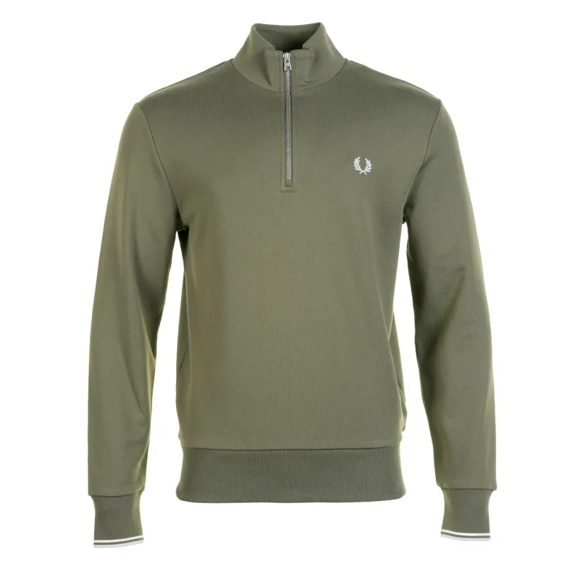 Half Zip Sweatshirt Laurel Green made by Fred Perry