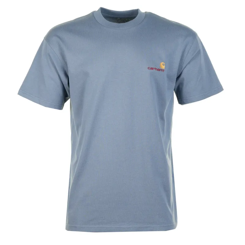 Short Sleeve American Script T Shirt Shady Blue made by Carhartt WIP