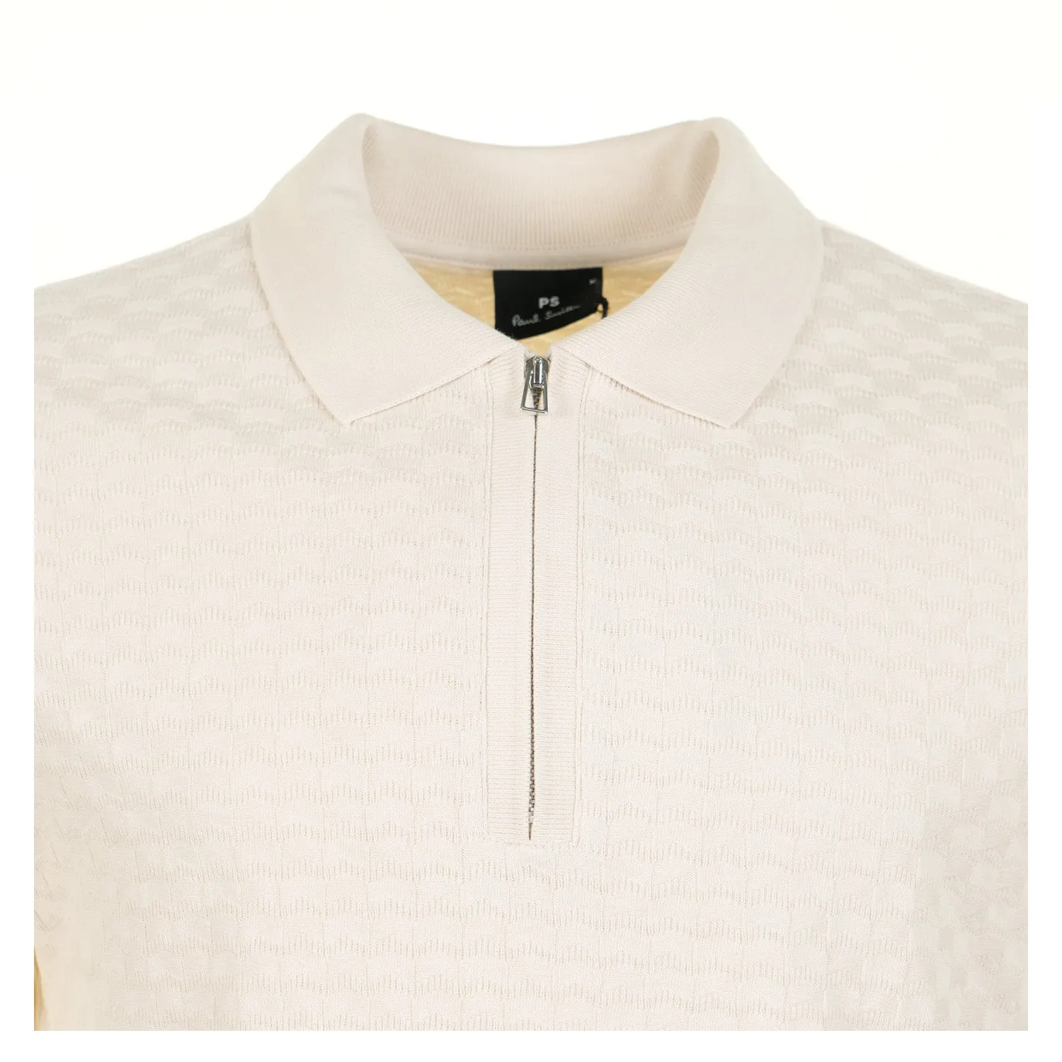 Short Sleeve Zip Textured Polo Shirt Off White sold by RAGAZZI product image thumbnail 3