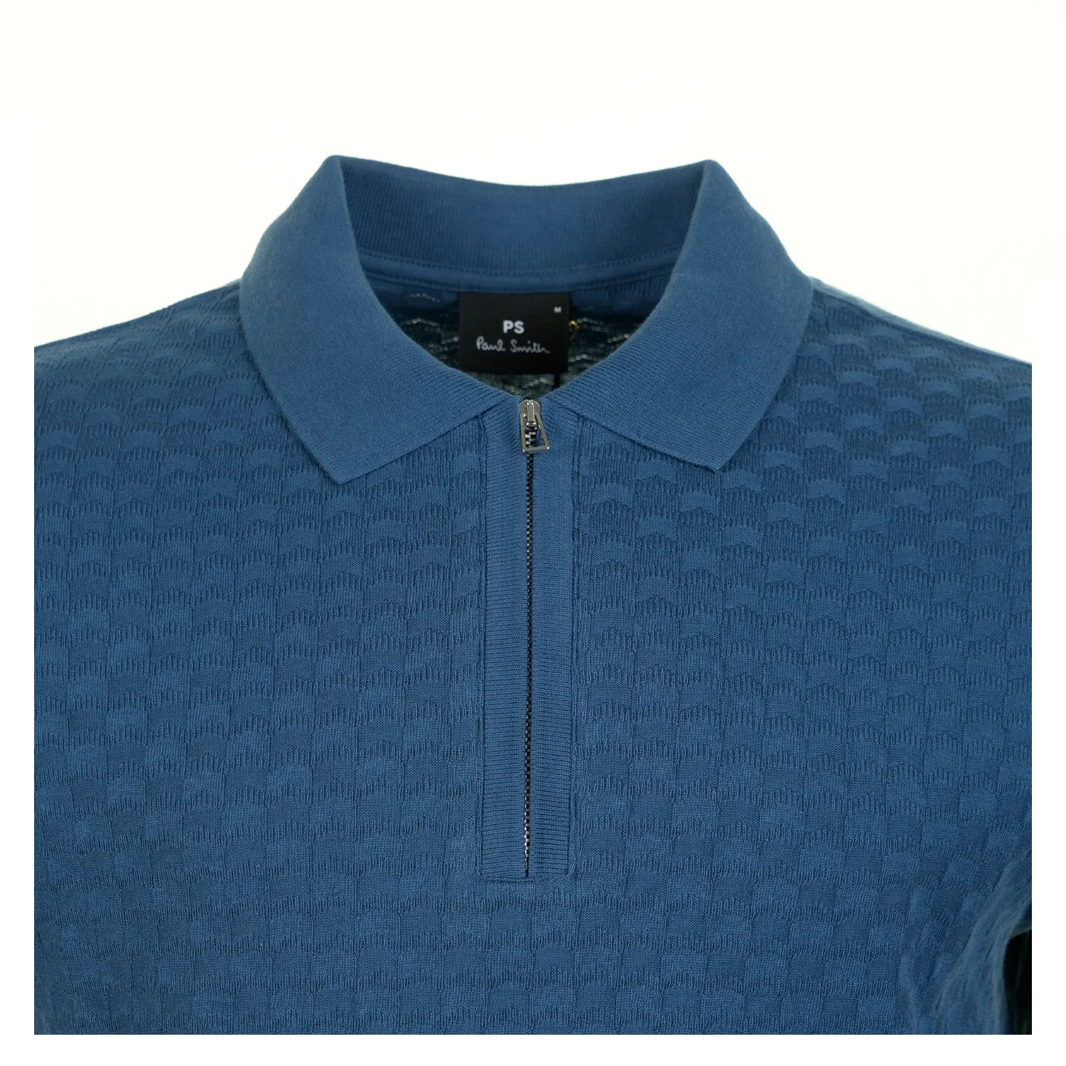 Short Sleeve Zip Textured Polo Shirt Indigo sold by RAGAZZI product image thumbnail 3