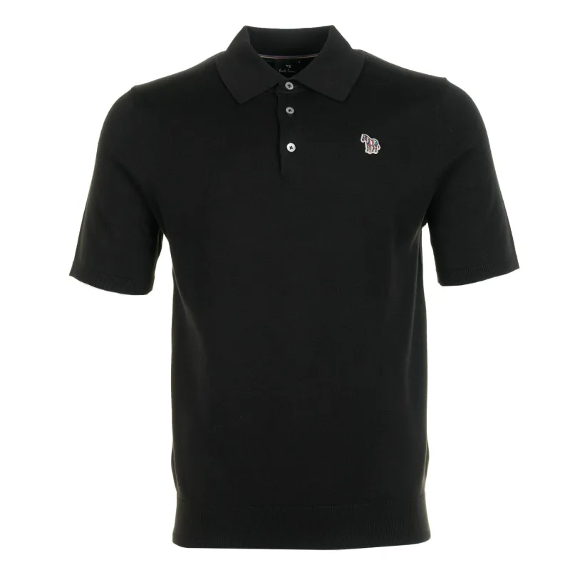 Regular Fit Knitted Short Sleeve Polo Shirt Black made by Paul Smith