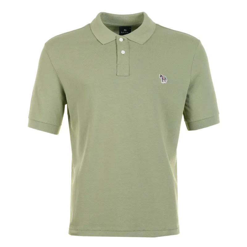 Regular Fit Short Sleeve Zebra Polo Shirt 34D Light Greyish Green made by Paul Smith