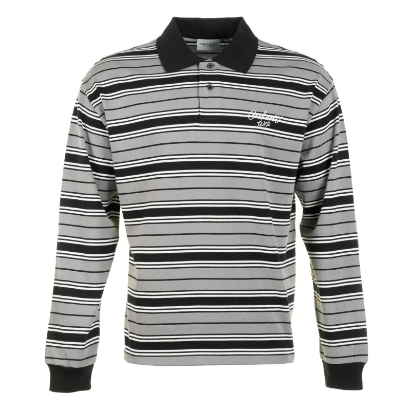 LS Devitt Rugby Shirt Striped Shady Grey made by Carhartt WIP
