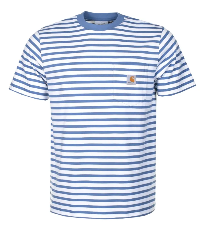 Seidler Pocket Stripe T Shirt Sorrent / White sold by RAGAZZI