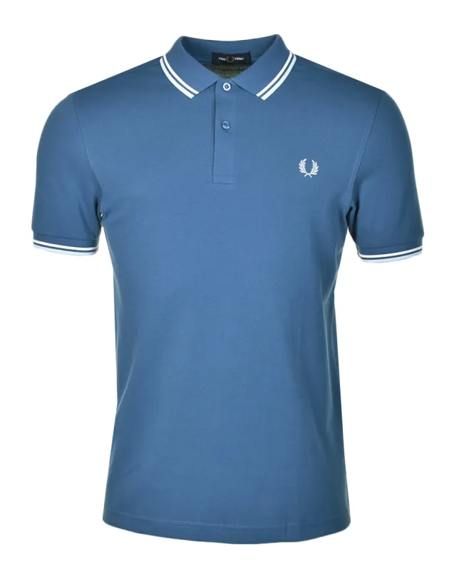 Short Sleeve Twin Tipped Polo Shirt Midnight Blue Ecru Light Ice sold by RAGAZZI