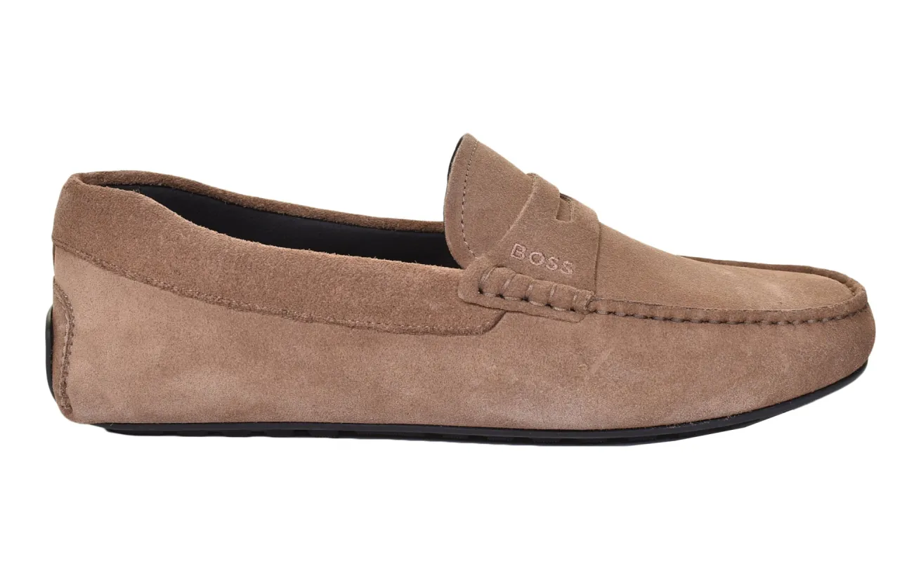Noel Moccasin Suede Driver Shoe Medium Beige sold by RAGAZZI