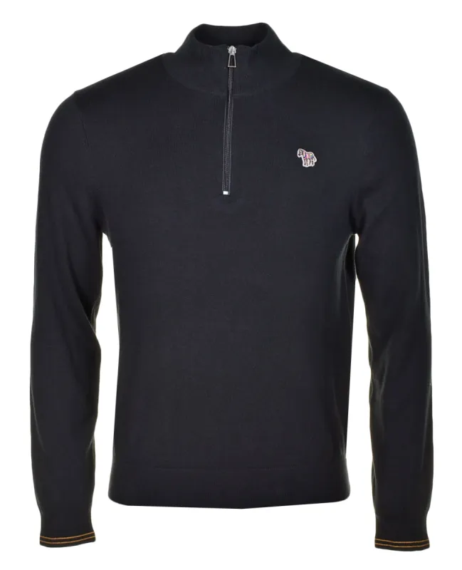 Knitted Zebra Quarter Zip Black made by Paul Smith