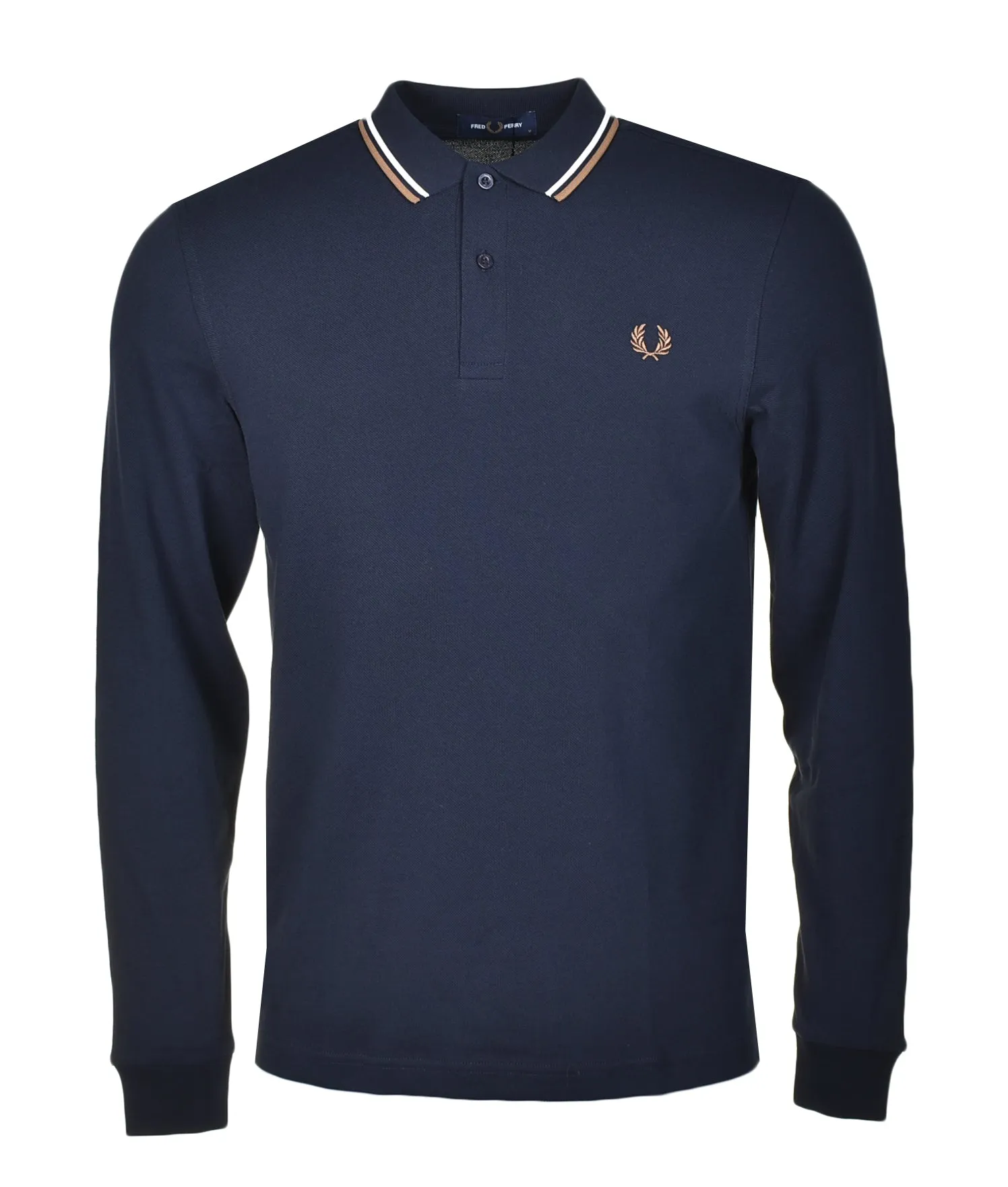 Long Sleeve Twin Tipped Polo Shirt Navy Snow White Shaded Stone sold by RAGAZZI
