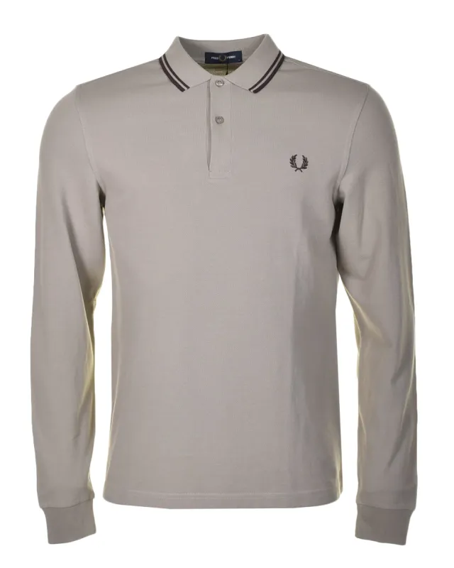 Long Sleeve Twin Tipped Polo Shirt Warm Grey Brick sold by RAGAZZI