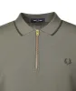 Crepe Pique Zip Neck Polo Shirt Laurel Wreath Green sold by RAGAZZI