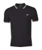 Short Sleeve Twin Tipped Polo Shirt Black Snow White Warm Grey sold by RAGAZZI