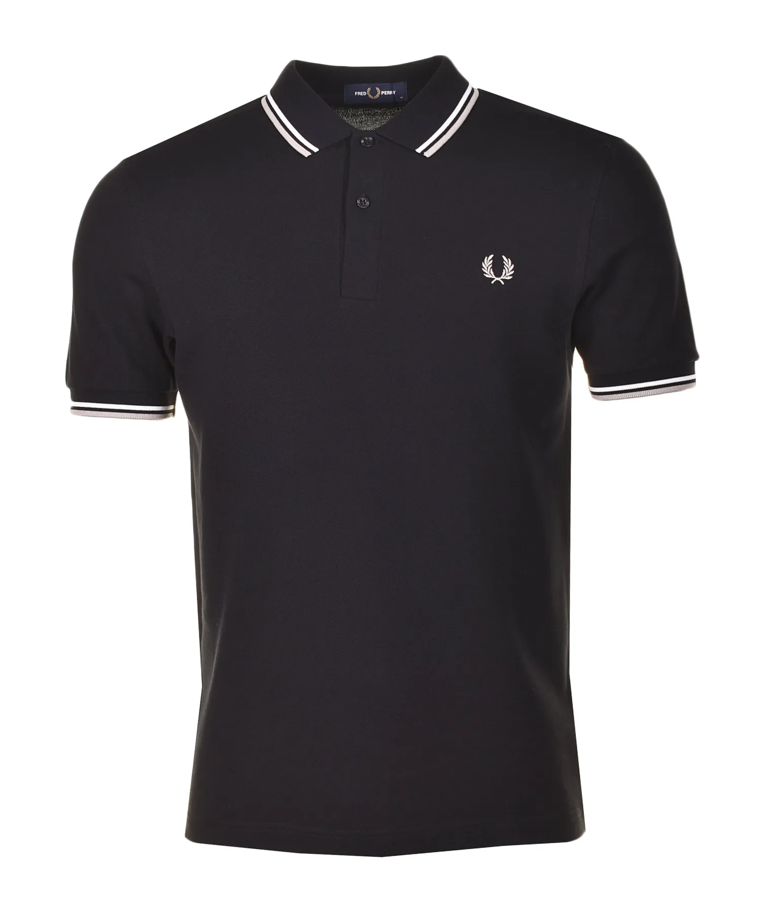Short Sleeve Twin Tipped Polo Shirt Black Snow White Warm Grey sold by RAGAZZI