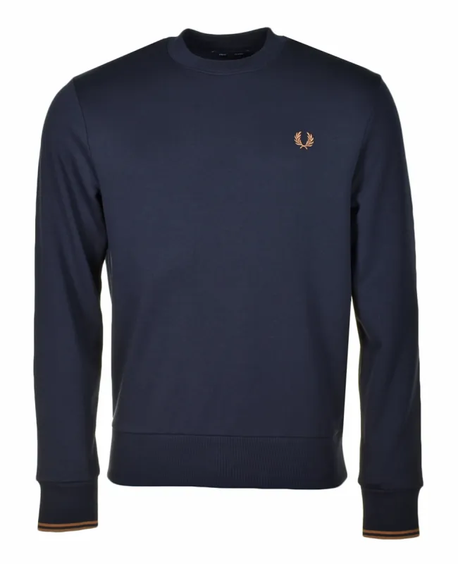 Crew Neck Sweatshirt Navy Dark Caramel sold by RAGAZZI