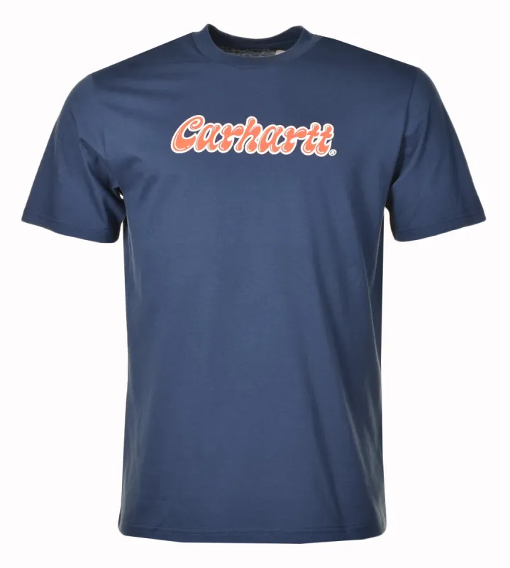 Short Sleeve Liquid Script T-Shirt Blue sold by RAGAZZI