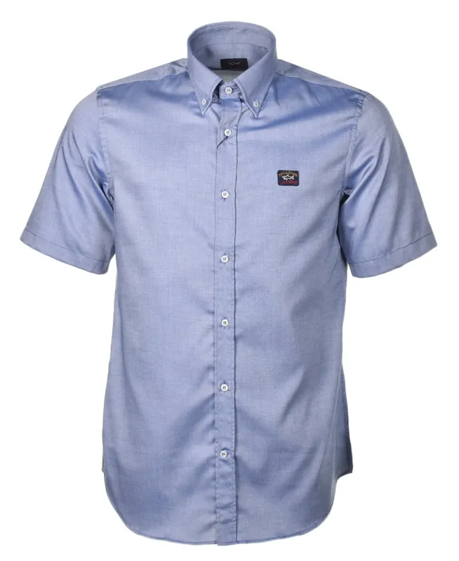 Short Sleeve Badge Oxford Shirt Navy sold by RAGAZZI