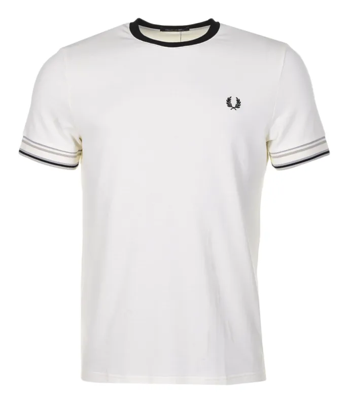 Bold Tipped Pique T Shirt Ecru sold by RAGAZZI