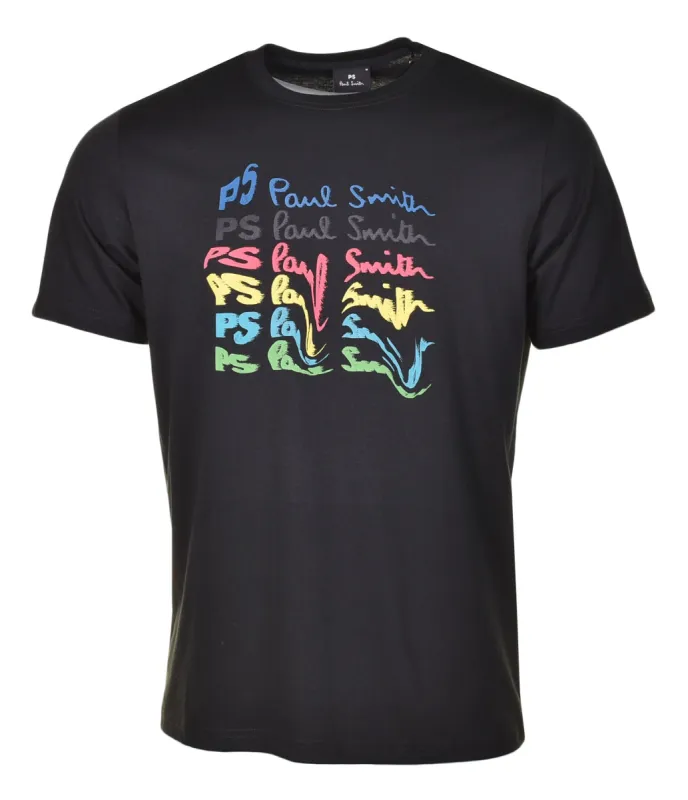 Regular Fit PS Waved Repeat Logo T Shirt Black sold by RAGAZZI