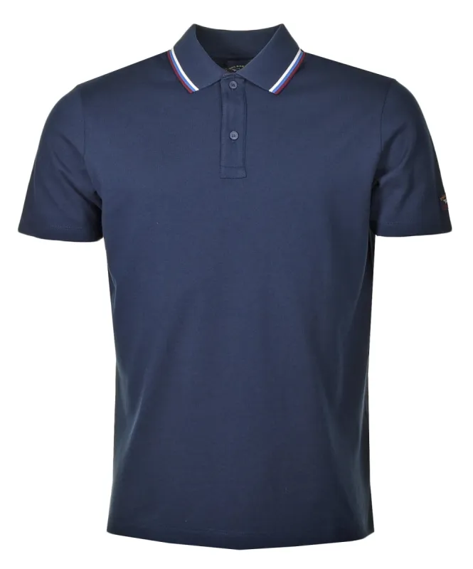 Short Sleeve Stripe Collar Polo Shirt Navy sold by RAGAZZI