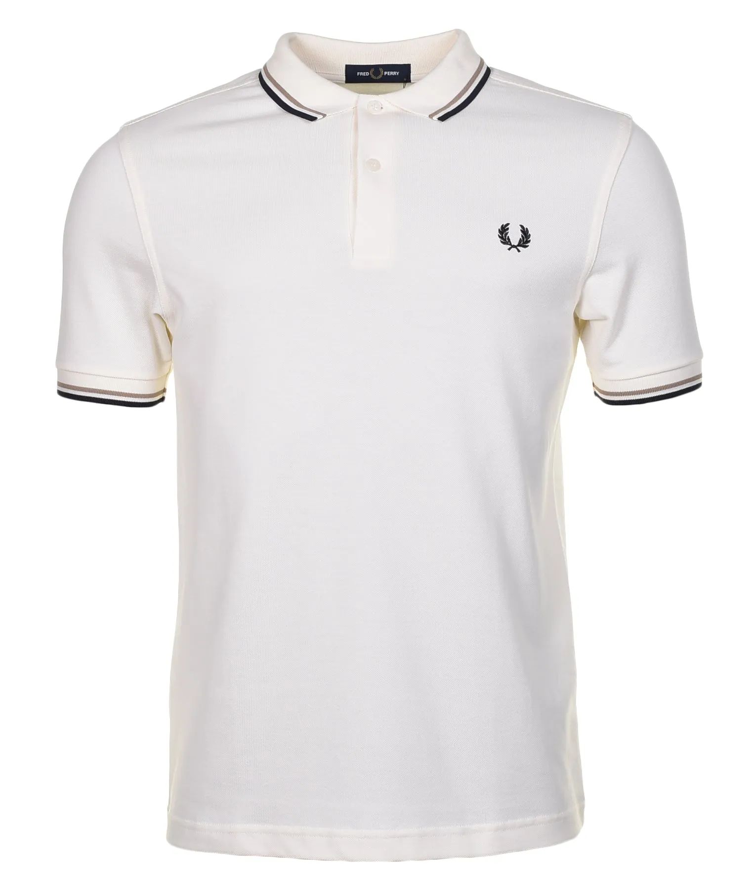 Twin Tipped Polo Shirt Ecru Warm Stone Navy sold by RAGAZZI