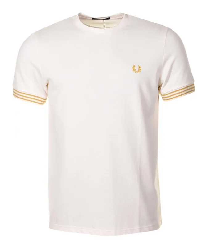 Striped Cuff Pique T Shirt Ecru sold by RAGAZZI