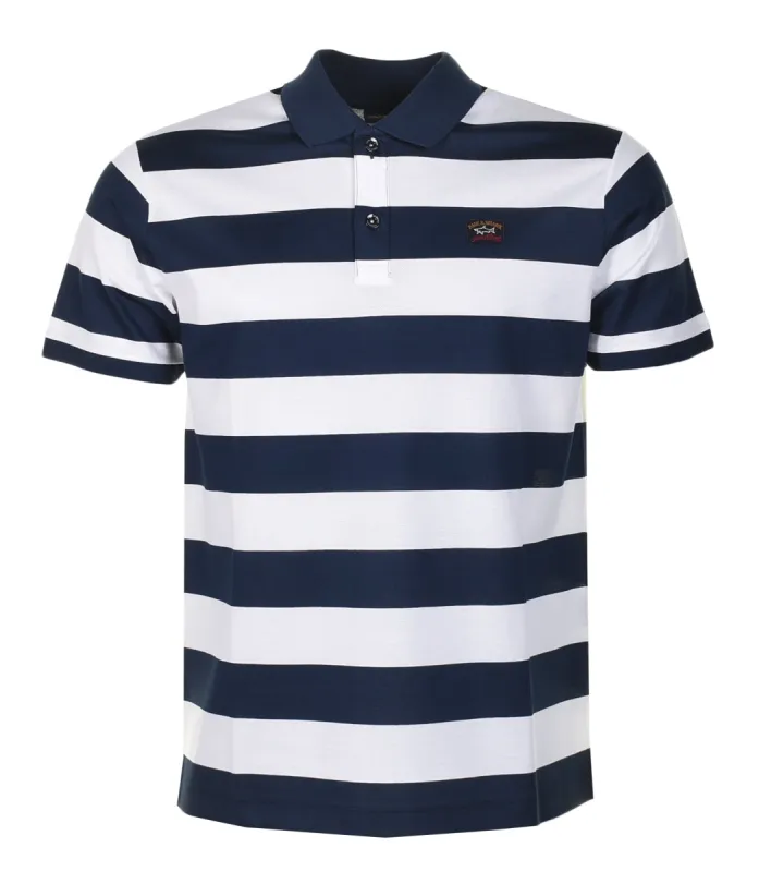 Short Sleeve Stripe Polo Shirt Navy White sold by RAGAZZI