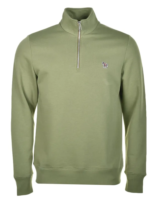 Zebra Half Zip Sweatshirt Olive made by Paul Smith