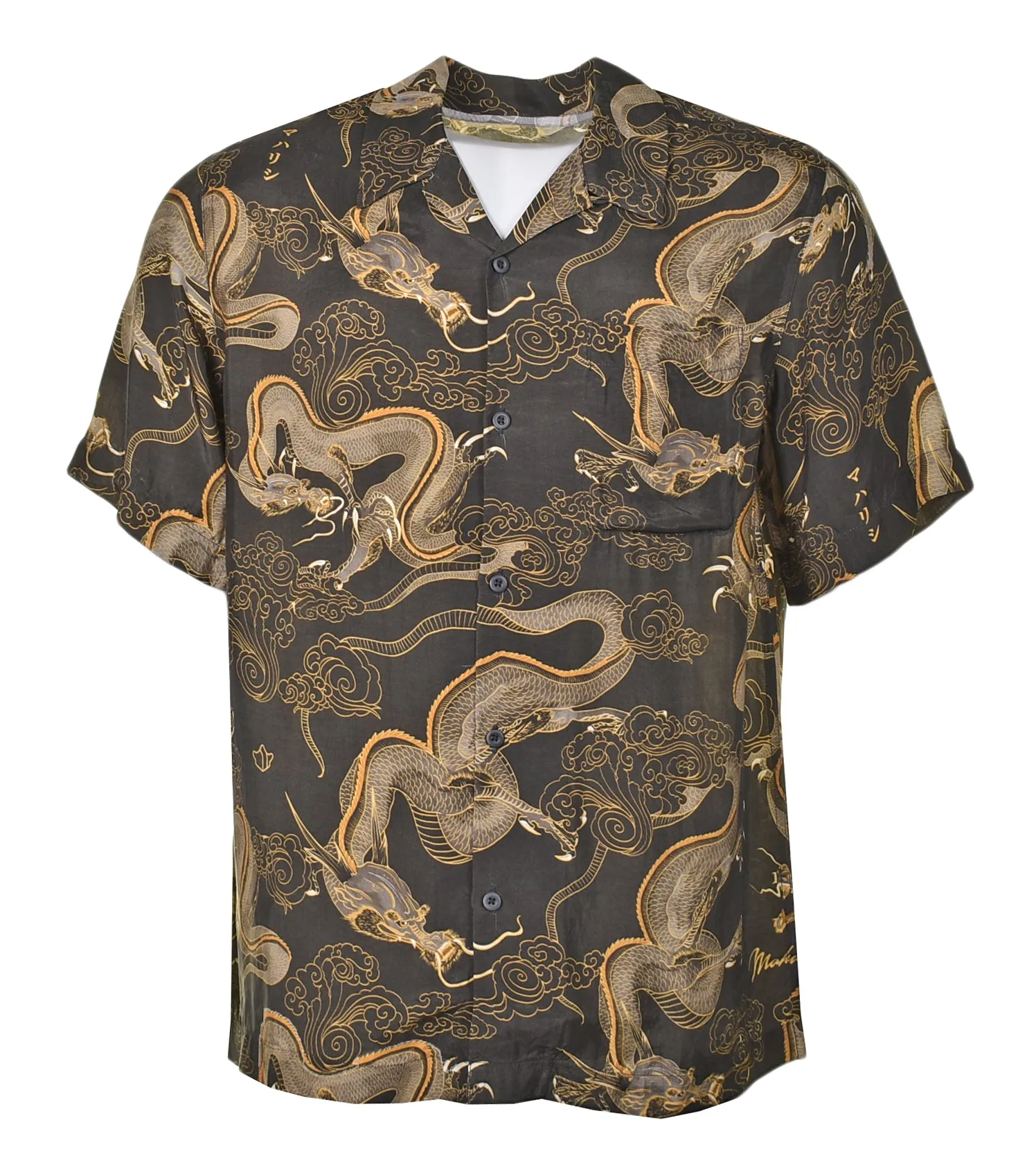 4234 Cloud Dragon Camp Collar Shirt Golden Black sold by RAGAZZI