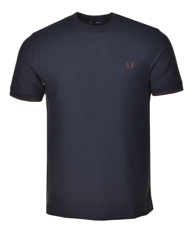 Tipped Cuff Pique T Shirt Navy sold by RAGAZZI