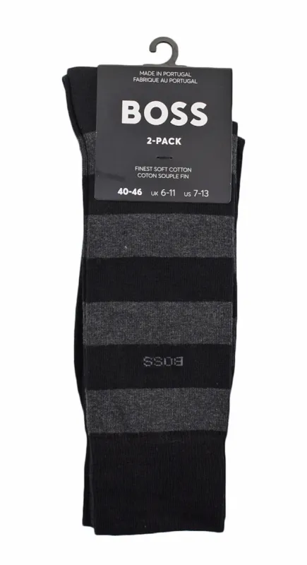 2 Pack Bold Stripe Socks Black Grey sold by RAGAZZI