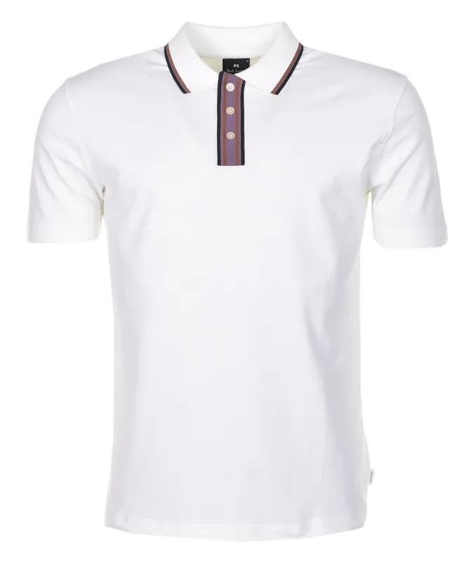 Regular Fit Short Sleeve Stripe Detail Polo Shirt Off White sold by RAGAZZI