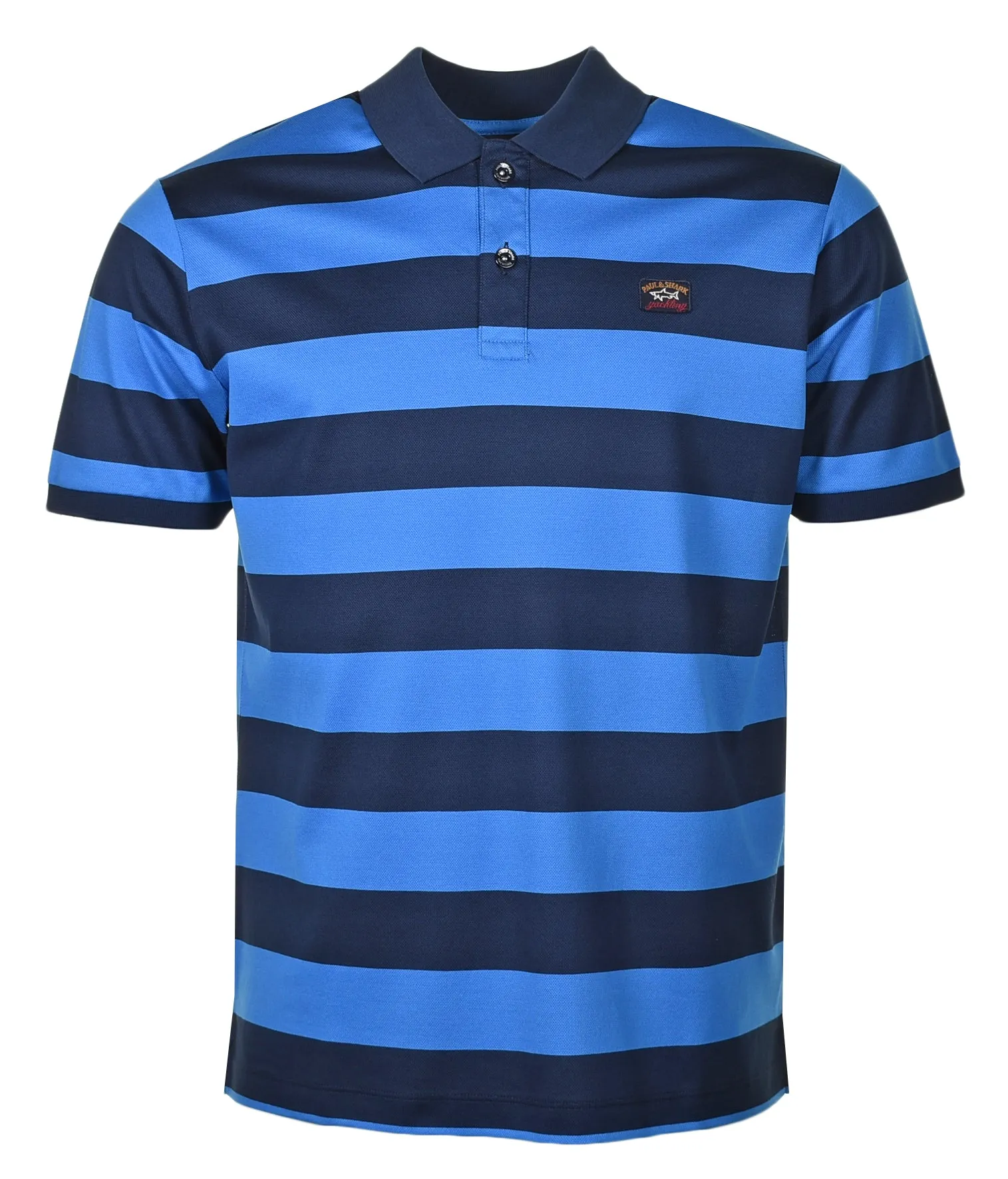 Short Sleeve Stripe Polo Shirt Bright Blue sold by RAGAZZI