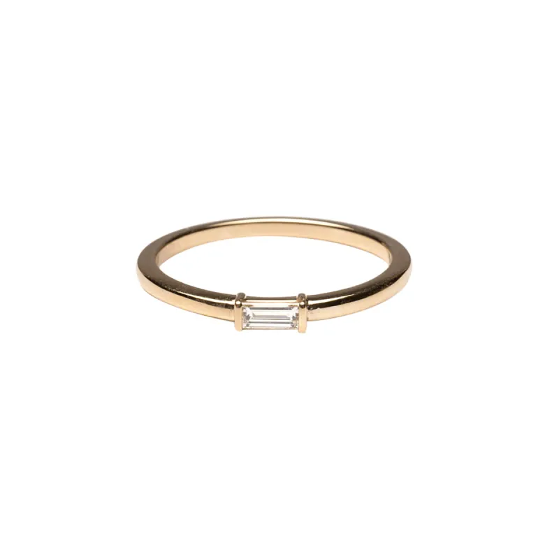 14k Gold Baguette Solitaire Ring sold by RG