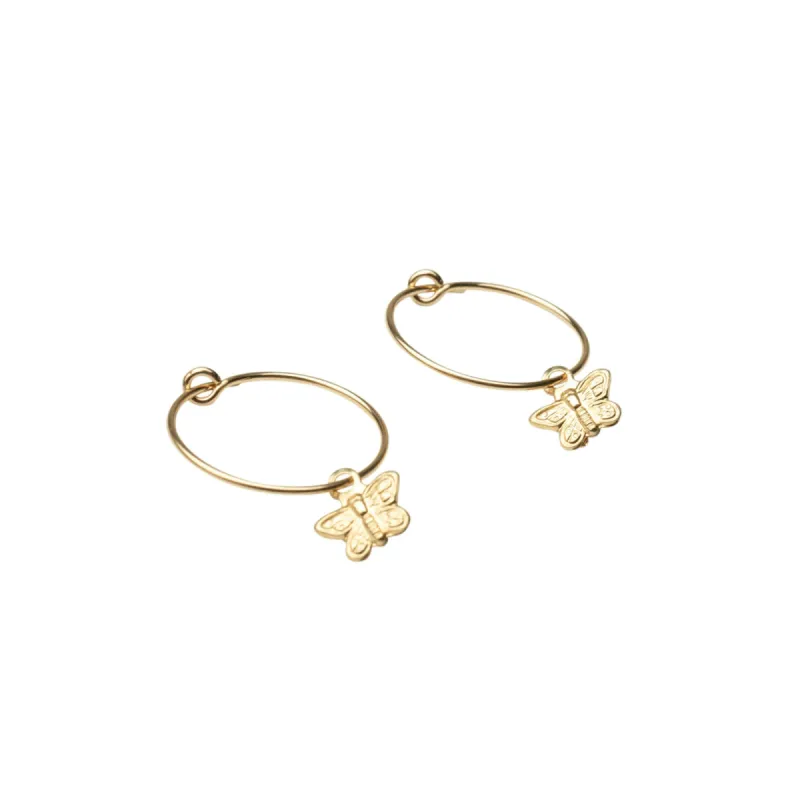 Gold Filled Dainty Butterfly Hoops sold by RG