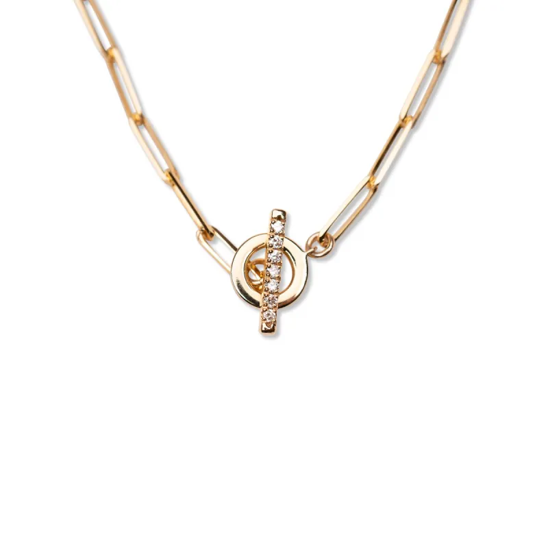 14k Diamond Toggle Paperclip Necklace .10 CTW sold by RG